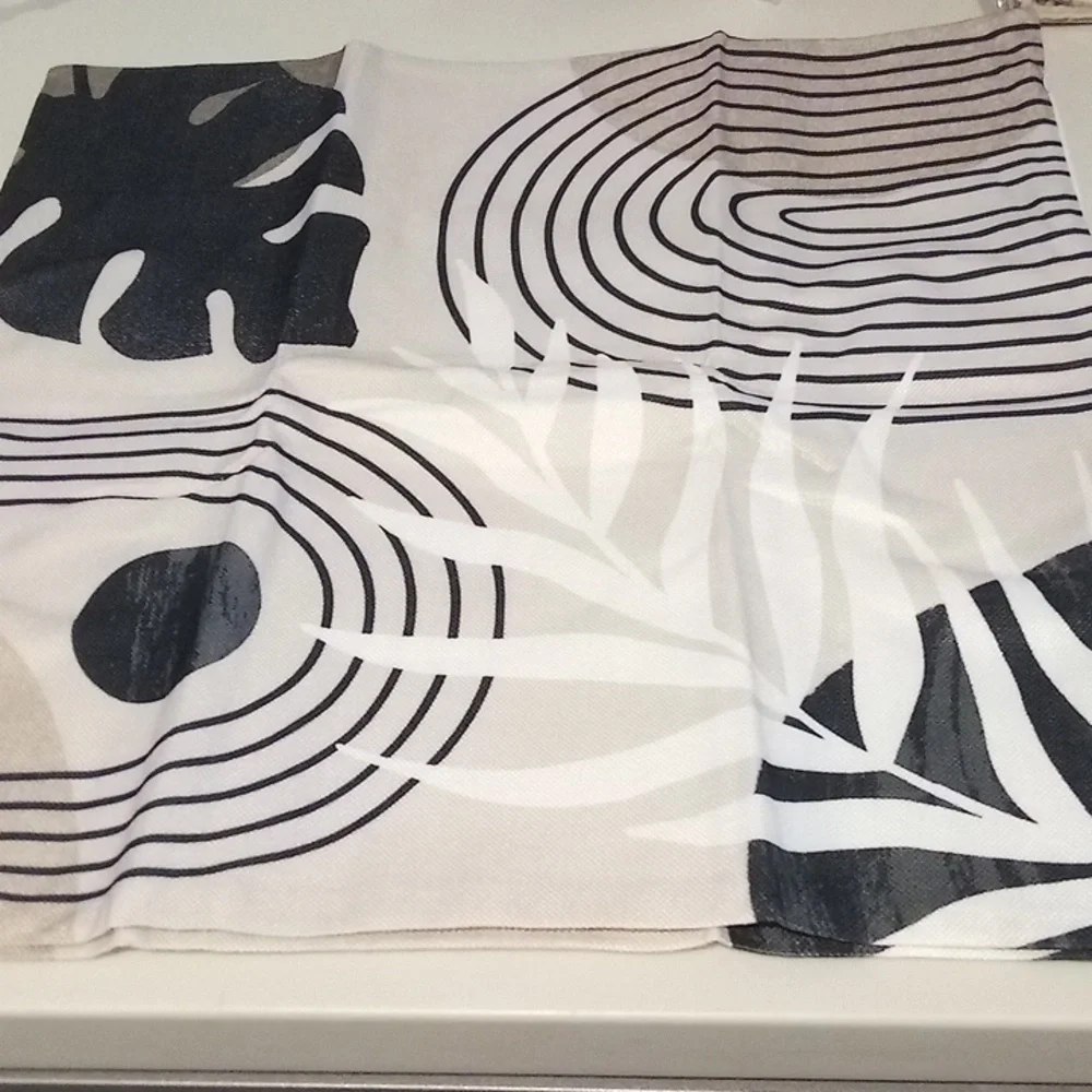 Boho Pillow Covers 18x18‎ Set of 2 Mid Century Black Beige Tropical Leaf